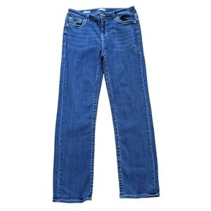 Vigoss Women Straight Jeans Embroidered 14 Medium Wash Contrast